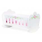 Patut Alb cu balans pentru papusi cu lenjerie -Patut balansoar din lemn